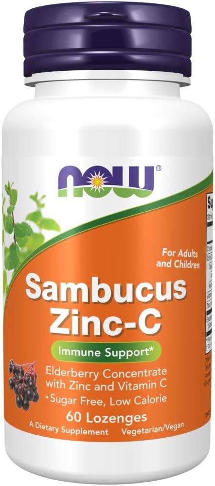 NOW Supplements, Sambucus Zinc-C with Elderberry 60 Lozenges