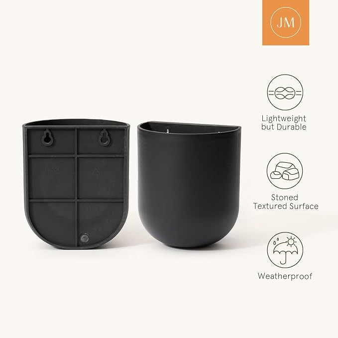 LA JOLIE MUSE Wall Hanging Planters for Indoor Plants，Hanging Flower Pots for Air Plants Succulent, Set of 2, 6 Inch, Black