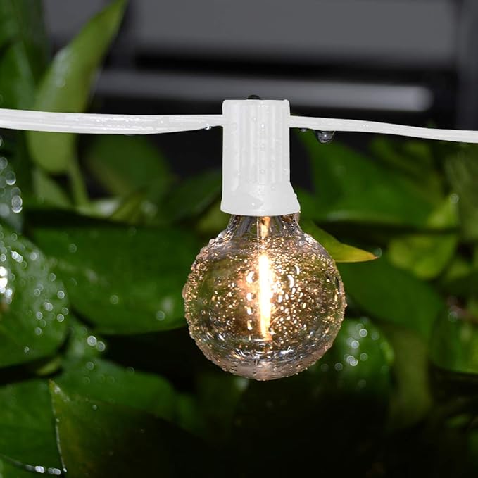 GOOTHY 50Ft LED String Lights, G40 LED Outdoor String Lights with 22 Shatterproof Globe LED Bulbs (2 Spare), Indoor/Outdoor Decoration String Lights for Patio Garden Bistro Backyard -White Wire