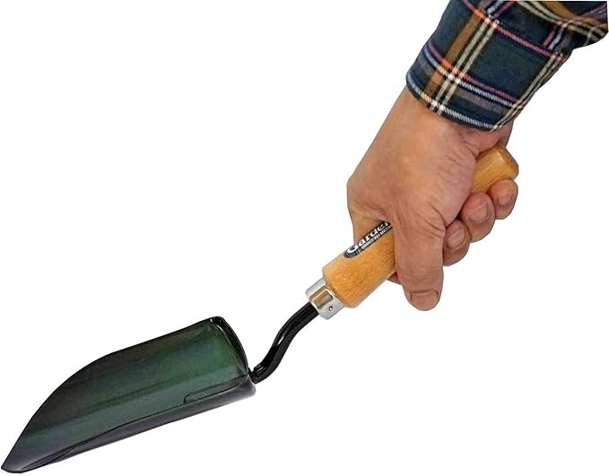 Garden Helper Large Garden Trowel Hand Tool, Hand Shovel for Planting and Transplanting, Heavy Duty Japanese Steel Blade, Wood Handle, Made in Japan