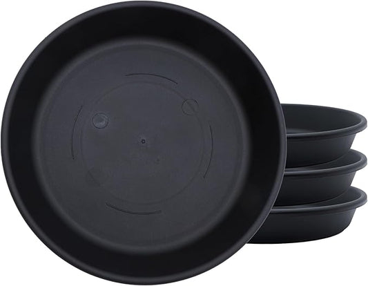 The HC Companies Flower Pot Saucers - Plastic Plant Saucer for Outdoors & Indoors - Traditional Design Plant Pot Trays for Water Drainage - Durable & Stylish Round Plant Tray (6-inch Black)