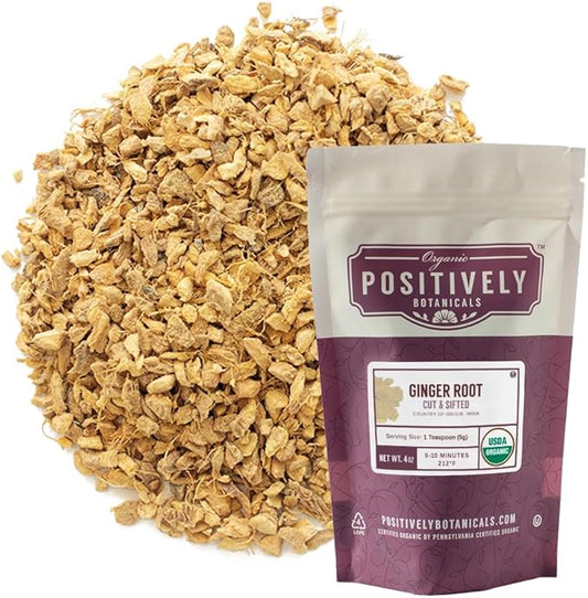 Organic Positively Botanicals Company, Ginger Root, 4 Ounce