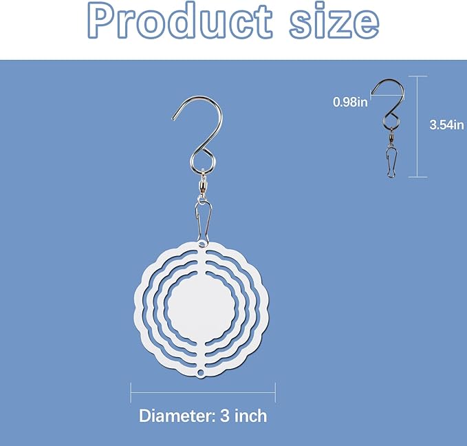 20 Pcs Sublimation Wind Spinner Blanks 3 Inch Bulk Aluminum Metal Ornaments Sublimation Blanks Products Heat Transfer Outdoor Garden Christmas Trees Decoration Sublimation Blank Wind Spinners