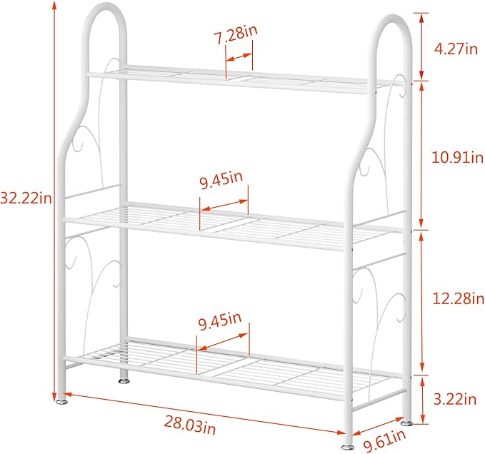 SORCEDAS Plant Stand Indoor Outdoor Plant Shelf 3 Tier Metal Corner Flower Stand Multiple Holder for Patio Garden Balcony Living Room, White