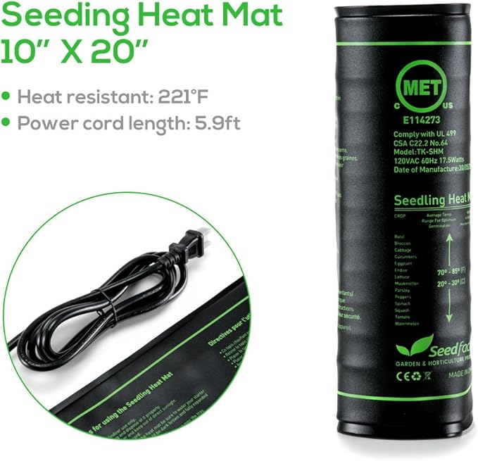 MET Certified 12 Pack Seedling Heat Mat, Seedfactor Waterproof Durable Germination Station Heat Mat, Warm Hydroponic Heating Pad for Indoor Home Gardening Seed Starter