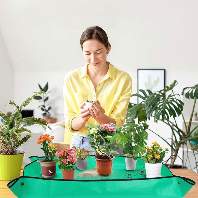 Repotting Mat,Potting Mat,Gardening Gifts,Gardening Tools,Indoor Plant Accessories,Plant Repotting Mat,Garden Tool Set,Gardening Supplies,Indoor Plant Tools,Gardening Gifts for Women(Green 26*26 in)