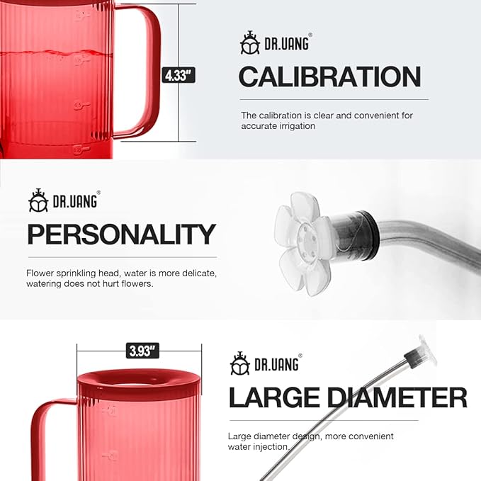 Small Watering Can Indoor Plants with Long Spout (1L, Red)