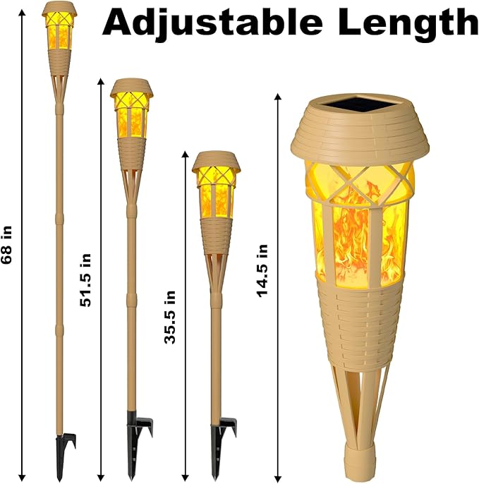 Solar Outdoor Lights – Solar Torch Lights with Flickering Flame for Garden Decor, Waterproof Solar Garden Lights, Outdoor Patio & Pathway Yard Decorations with Flame Torches - 8 Pack
