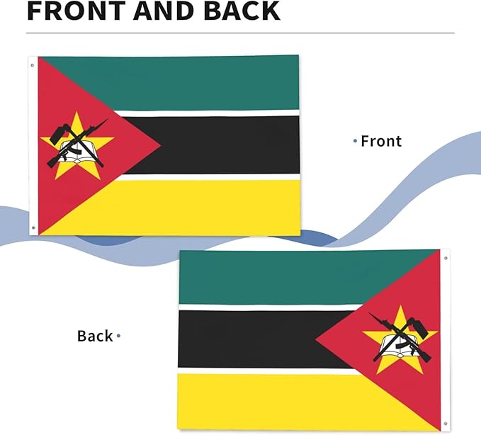 Mozambique Mozambican Flag Garden Yard House 2x3 ft Flags Double Sided Print Banner Indoor Outdoor Party Home Decorations for Boat Dorm House Balcony
