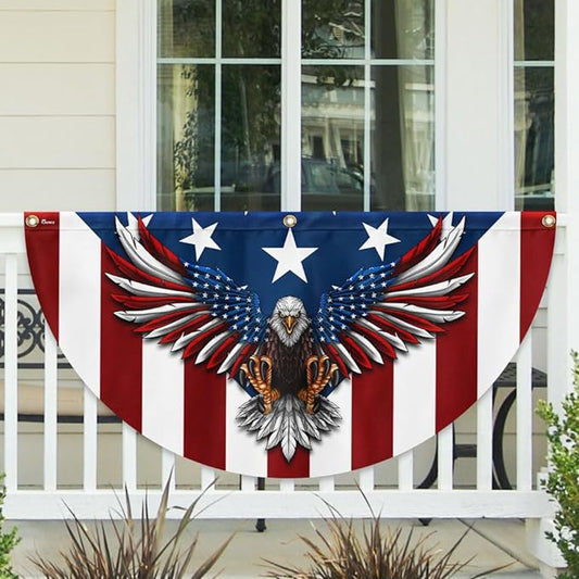 American Flag Patriotic Eagle American Non-Pleated Fan Flag TPT1636F, 1.5x3 ft, 1 Pack Suitable for Outdoor and Indoor