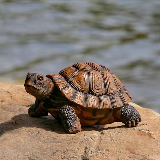 Danmu 1Pc of Polyresin Tortoise Statue Garden Statues, Outdoor Statues, Garden Ornaments, Yard Statue for Home and Fairy Garden Decor (M 7 4/5" x 5 1/2" x 3 9/10")