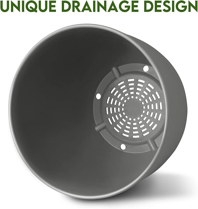 Plant Pots 8 Inch Set of 2, Flower Pots with Multi Mesh Drainage Holes, Planters for Indoor Outdoor Garden Plants and Flowers