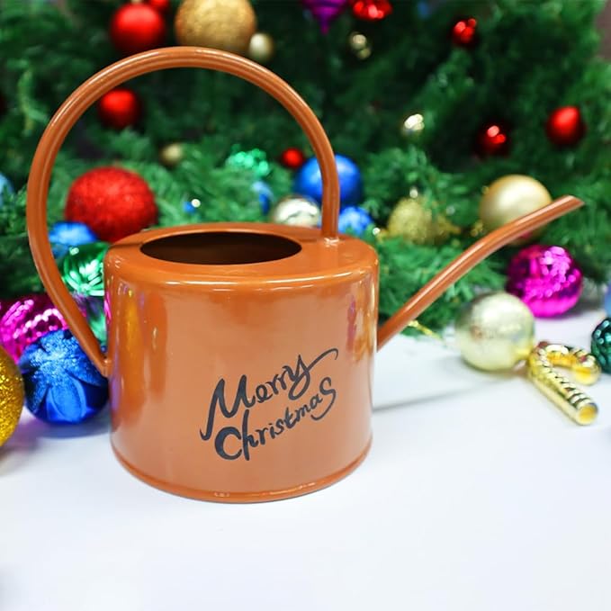 Metal Watering Can for Outdoor and Indoor Plants, Watering Can Decor, 1 Gallon (Brown)