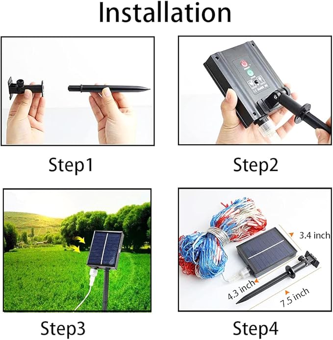 Solar American Flag Lights, Independence Day Decorations 2-in-1 Solar Powered & Plug in US Flag Lights 420 LED 8 Modes Waterproof Flag Lights for July 4th Independence Day, Garden, Yard Decorations