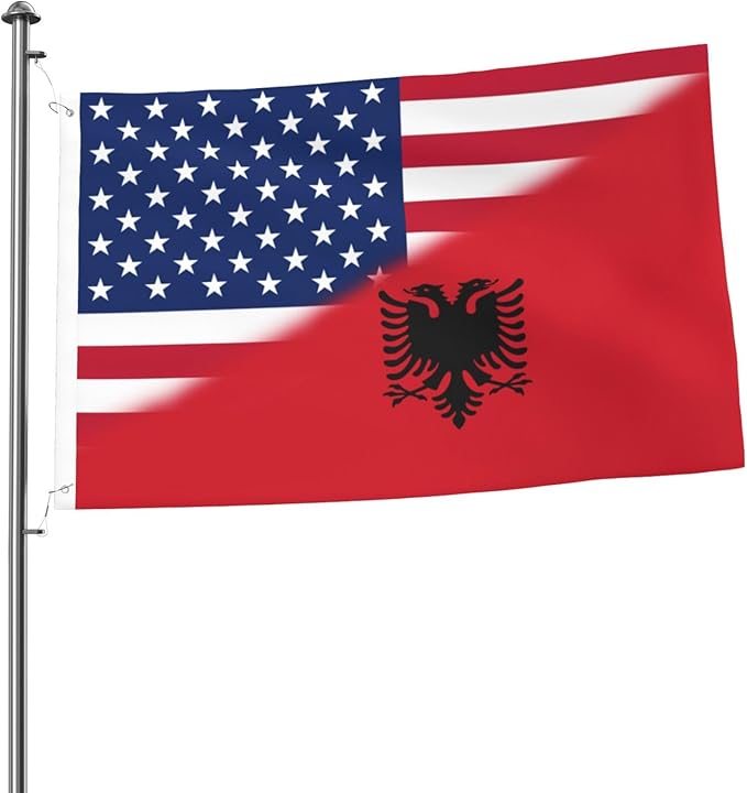Vintage America Albania Albanian Flag Garden Yard House 2x3 ft Flags Double Sided Print Banner Indoor Outdoor Party Home Decorations for Boat Dorm House Balcony