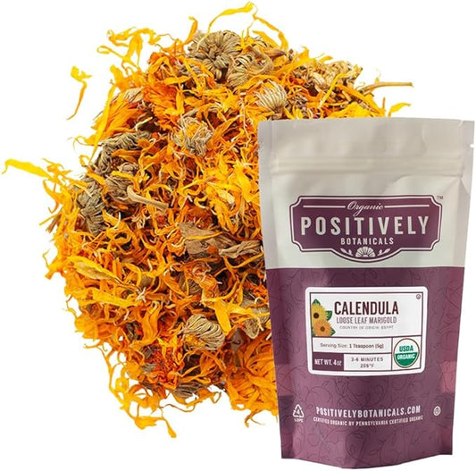 Organic Positively Botanicals Company, Calendula, Loose 4 Ounce
