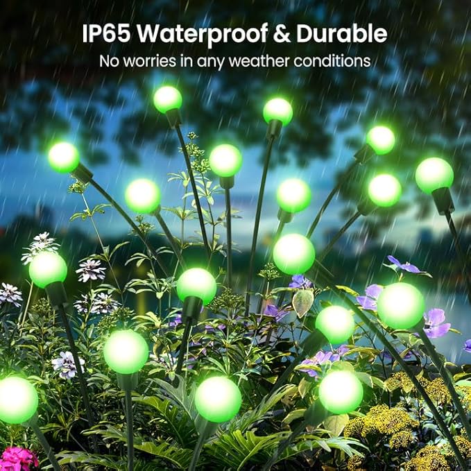 LETMY Solar Garden Lights - 6 Pack Upgraded Swaying Solar Lights Outdoor, 48 LED Firefly Lights Outdoor Waterproof Garden Decorations for Yard Patio Pathway Holiday (Green)