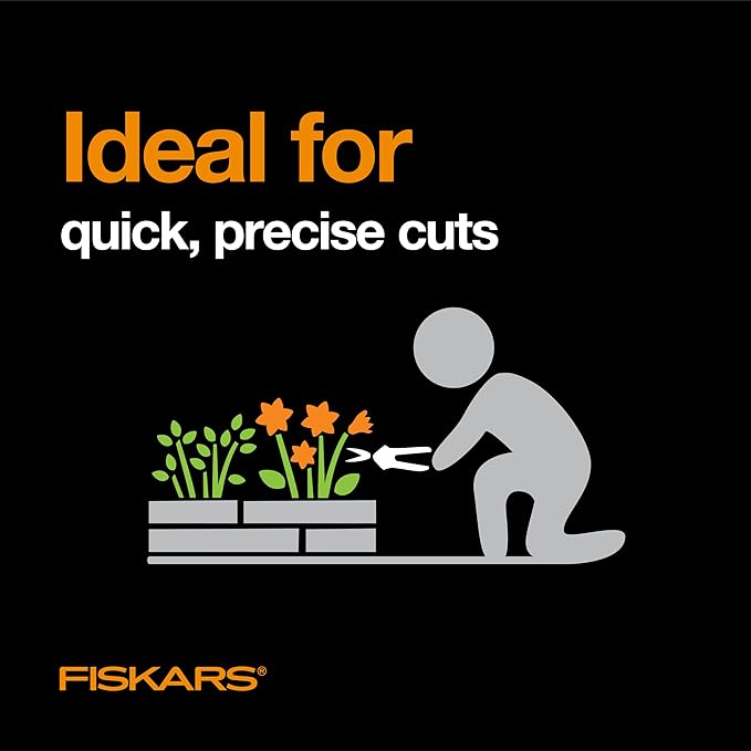 Fiskars 6" Pruning Scissors for Flowers, Buds, Weeds and Small Plants, Garden Snips with Resin Resistant Nonstick Stainless Steel Blades, Gardening Trimmers with Comfortable Handle