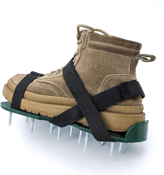 Heeqinn Lawn Aerator Shoes, More Stable X Shape, Effectively Prevent Shoes from Falling Off, for Yard Patio Lawn Garden Aeration (Green)