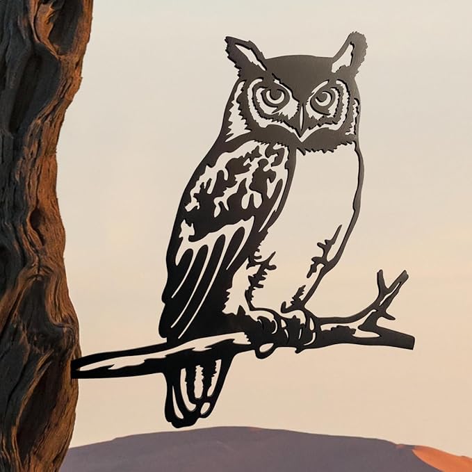 Owl Garden Decor Metal Birds Yard Decor Owl Wall Decor Gifts Wall Art Metal Owl Outdoor Christmas Garden Decor Yard Art Outdoor Tree Decor Garden Silhouette,Metal Art for Outside