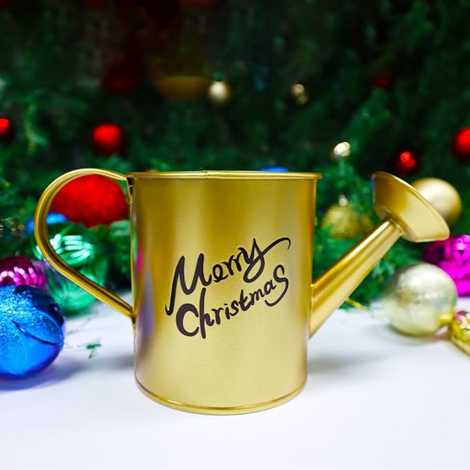 Metal Small Watering Can for Outdoor and Indoor Plants, Watering Can Decor, 500ML (Small Gold)