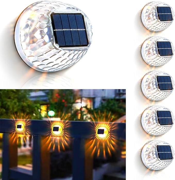 Solar Atmosphere Lights for Outside, IPX4 Waterproof Decor, Warm Light for Backyard/Railing/Step/Patio/Stair Railings and Wall (6 Pack)