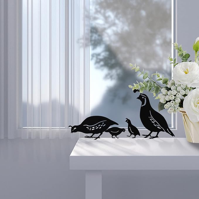 NUOBESTY 4pcs Metal Quail Garden Decorative Statues Standing Metal Quail Lawn Sculptures Ornaments Metal Quail Art Sculptures for Yard Garden Lawn Decor Animal Outdoor Decorations