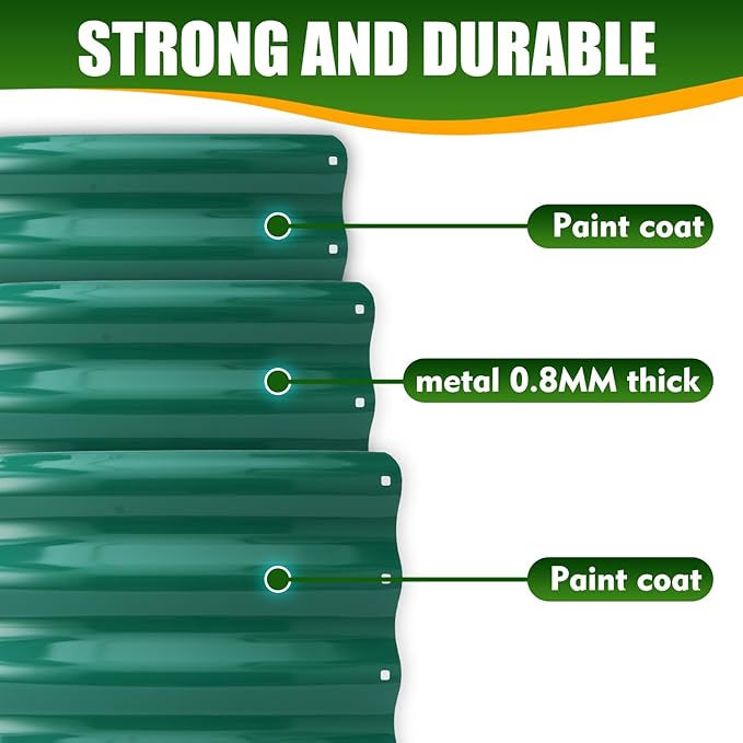 17" Tall Elevated Round Metal Rised Garden Bed- 3.3'x3.3' in Size and 0.8MM Thick Durable Planter Box for Vegetables Flowers Succulent at Patio/Garden Outdoor (Dark Green, 3.3FT Diameter)