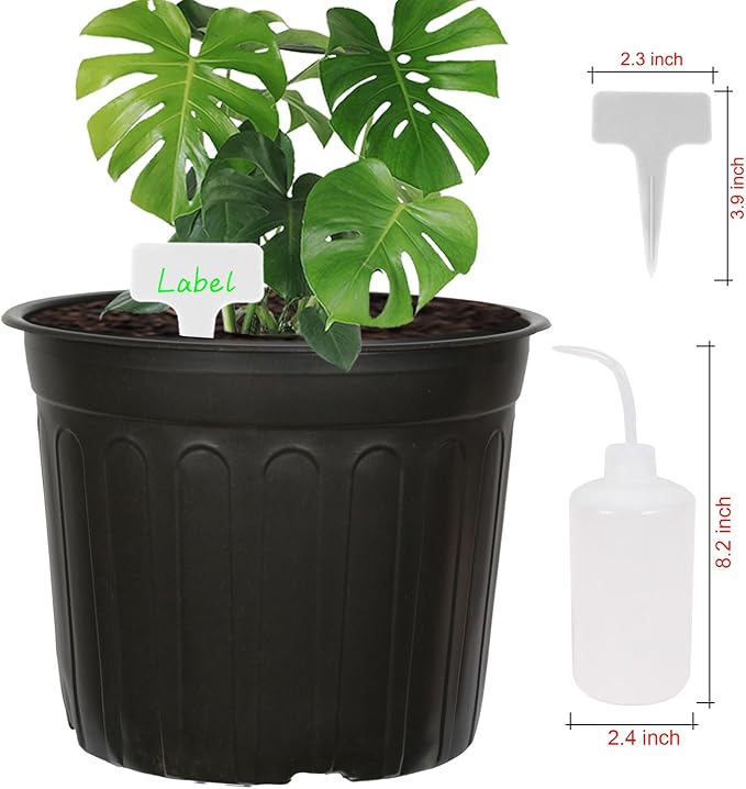 24-Pack 3 Gallon Flexible Plastic Plant Pots with 30Pcs Plant Labels,Thickened Soft Seed Starting Container for Indoor Outdoor Plants, Seedlings, Vegetables, Succulents and Cuttings