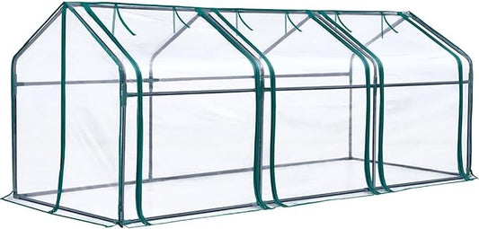 Quictent Portable Mini Cloche Greenhouse w/ Elevated Bottom, Reinforced High Light Transmission Waterproof UV-Resistant Hot House for Indoor Outdoor, w/ 50 T-Shaped Plant Tag, 95" x 36" x 36" (Clear)