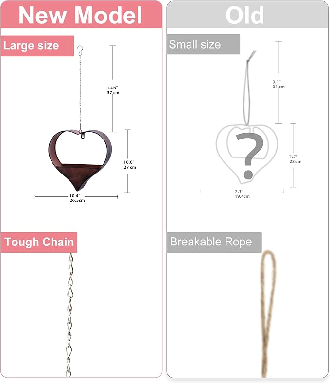 Metal Plant Hangers Indoor and Outdoor: Rustic Heart Shape Hanging Planters Perfect for Window Wall Decor for Living Room Office - Unique Gifts for Mom Women Grandma