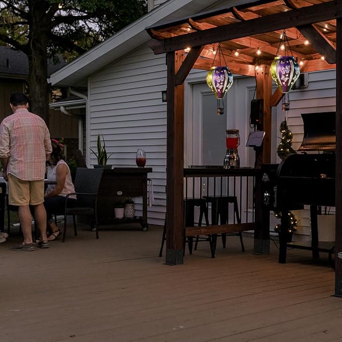 Solar Hot Air Balloon Lantern Outdoor Waterproof, Hanging Solar Lantern Outdoor Butterfly Decorations for Garden Yard Patio Lawn, Butterfly Lights Gifts for Women Grandma Nana