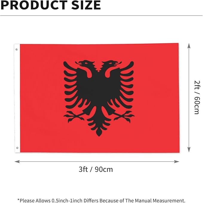 Albania Albanian Flag Garden Yard House 2x3 ft Flags Double Sided Print Banner Indoor Outdoor Party Home Decorations for Boat Dorm House Balcony