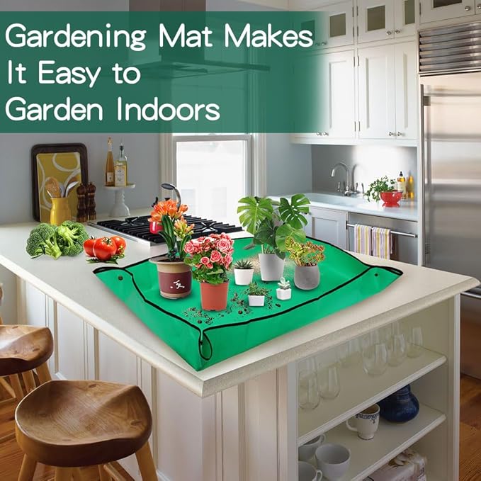 Repotting Mat,Potting Mat,Gardening Gifts,Gardening Tools,Indoor Plant Accessories,Plant Repotting Mat,Garden Tool Set,Gardening Supplies,Indoor Plant Tools,Gardening Gifts for Women(Green 26*26 in)