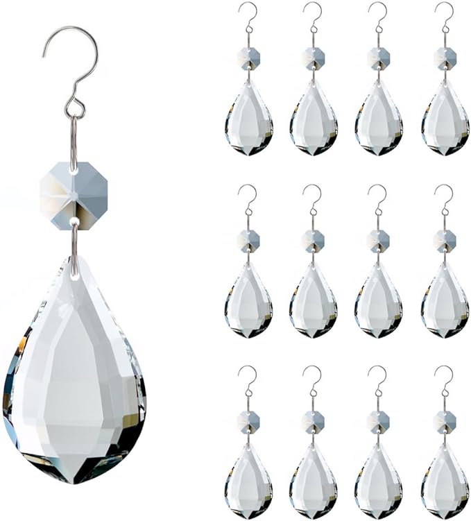 12pcs Crystal Suncatchers, Hanging Crystals Chandelier Prisms for Windows, Rainbow Maker Home Decoration