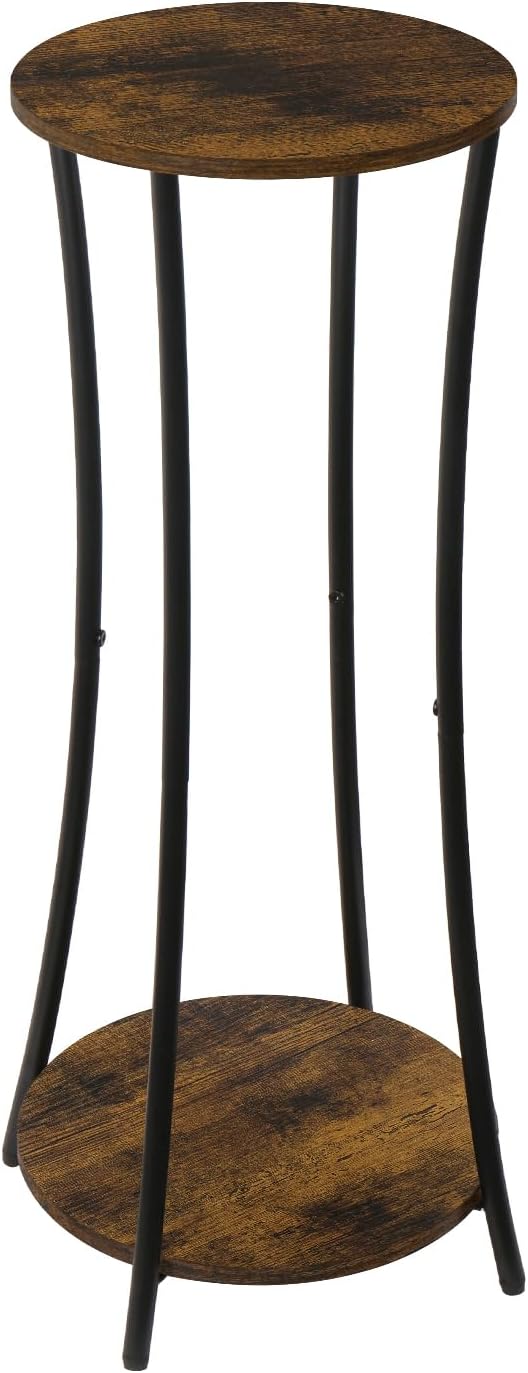 YINMIT Plant Stand Indoor,2 Tier Round Potted Holder Rack,Flower Pot Stand Shelf,Round Supports Rack,Corner Plant Shelf for Balcony Garden Patio Living Room,Brown