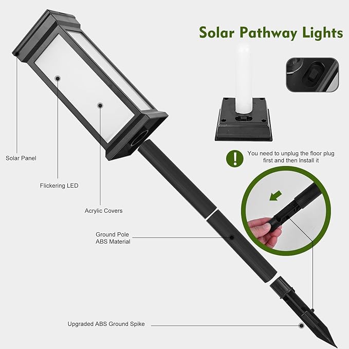 8Pack Solar Lights Outdoor Waterproof Torch Lights with Flickering Flame, Landscape Lighting for Outside, Solar Pathway Light for Patio Lawn Porch Walkway Driveway Garden Decorations for outside