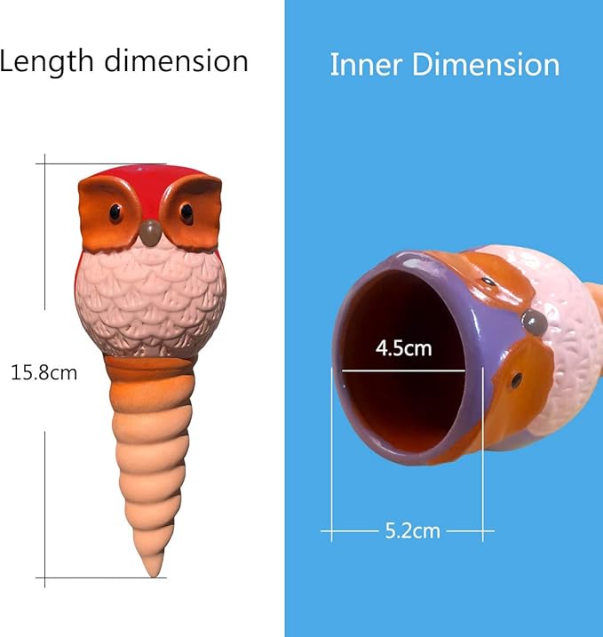 Hunthawk Plant Watering Stakes Owl, Self Watering Spikes Automatic Terracotta Spiral Devices with Irrigation Watering System for Outdoor Indoor Plants 6 Pcs