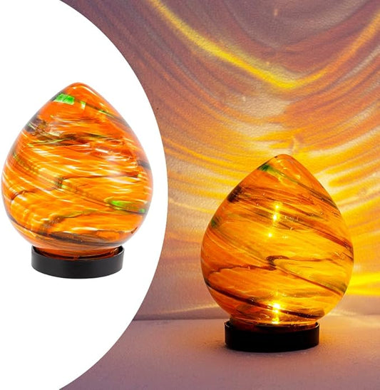 Table Solar Lanterns Outdoor Waterproof LED Desktop Decorative Lanterns 6.7" Glass Solar Globe Lights,Outdoor Garden Lights for Patio Porch Table Decor Gardening Gifts for Women(Orange)
