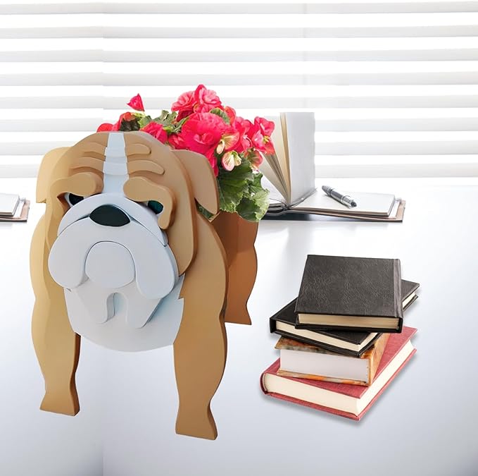 English Bulldog Dog Planter Plant Pots,Cute Garden Dog Flower Planter,Dog Planters Birthday Gifts for Women,Office,Indoor/Outdoor Decor（9.45 * 7.48 * 10.63in）