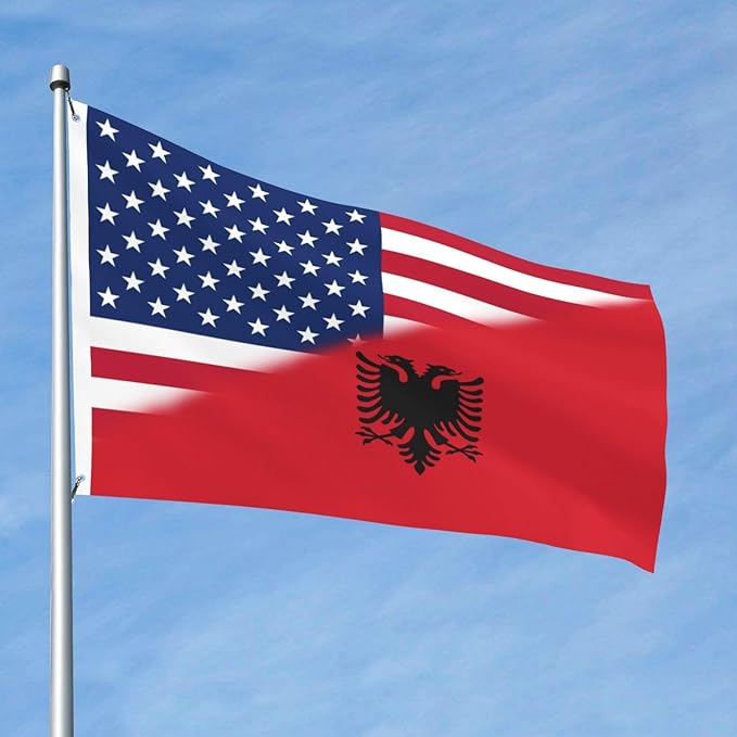 Vintage America Albania Albanian Flag Garden Yard House 2x3 ft Flags Double Sided Print Banner Indoor Outdoor Party Home Decorations for Boat Dorm House Balcony