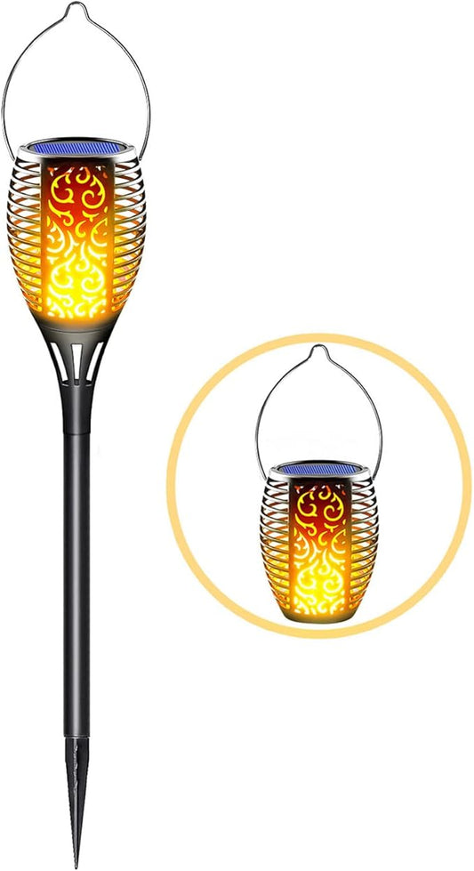 Large Solar Torch Light with Flickering Flame, Upgraded 3-in-1 Solar Fire Lights Outdoor Hanging Lanterns, Festival Decorations Solar Powered Tiki Torches for Garden, Pathway, Lawn, Yard