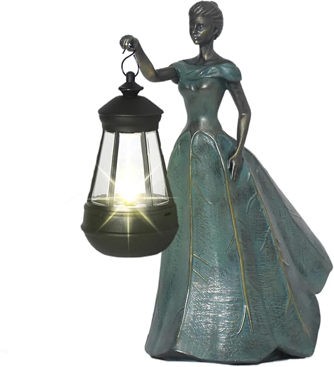 Fairy Garden Statue Solar Garden Decor with Lights for Yard Lawn Decorations Outdoor Patio Fairy Garden Decor Gardening Gifts for Women