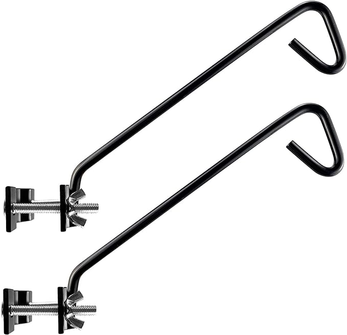 2 Packs 11 inches Fence Deck Hook Rail Hook Hanging Hook Mounting Kit Heavy Duty Bird Feeder Hook Decorative Hook Hanger for Bird Feeders Planters Suet Baskets Lanterns on Balcony Porch Railing Fence