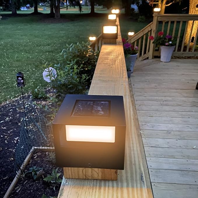 Viewsun 6 Pack Solar Post Cap Lights, Outdoor Fence Solar Powered Post Cap Lights with SMD LEDs Waterproof Light Decorative for Fence Deck or Patio Decor, Fits 4x4, 5x5 or 6x6 Wooden Posts