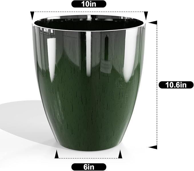 QCQHDU Plant Pots Set of 2 Pack,10 Inch Plant Pot for Indoor and Outdoor Plants with Drainage Hole,Flower Pots Modern Decorative Planter for Garden Plants (Green)