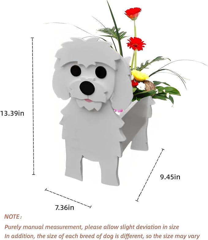 Maltese Dog Planter Plant Pots,Cute Garden Dog Flower Planter,Dog Planters Birthday Gifts for Women,Office,Indoor/Outdoor Decor（9.45 * 7.36 * 13.39in）
