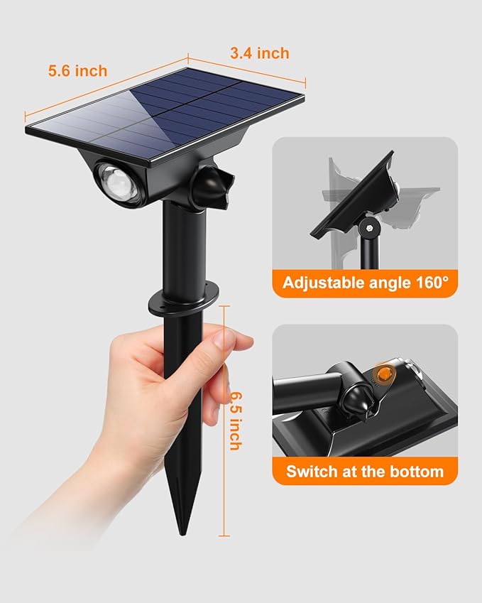 6 Pack Color Changing Solar Power Spot Lights Outdoor Waterproof LED Dusk to Dawn Landscape Spotlight Lamp for Outside Yard, Tree, Flag, Garden, Statues, 8 Colorful Modes, Accent Decorative Lighting