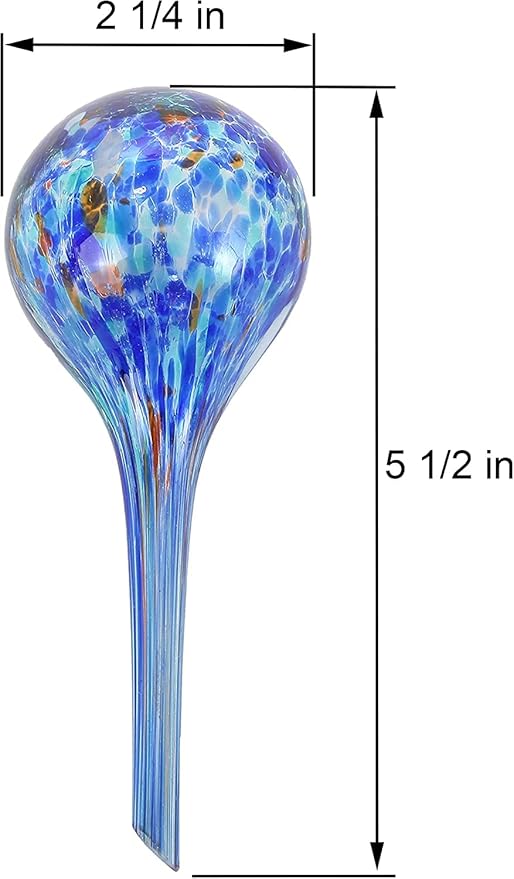 Trenton Gifts 6-Pack Plant Watering Globes - Self Watering Bulbs for Indoor & Outdoor Plants - Hand-Blown & Colorful Water Globes - Aqua Globes for Plants - Measures 6" L x 2.5" D. 150ml