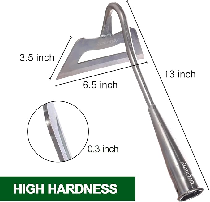 Garden Hoe, Weeding Tool, Full Stainless Steel Hollow Hoe, Heavy Duty,Sharp Hardened Hand Hoe for Gardening, Backyard Weeding, Loosening, Farm Planting